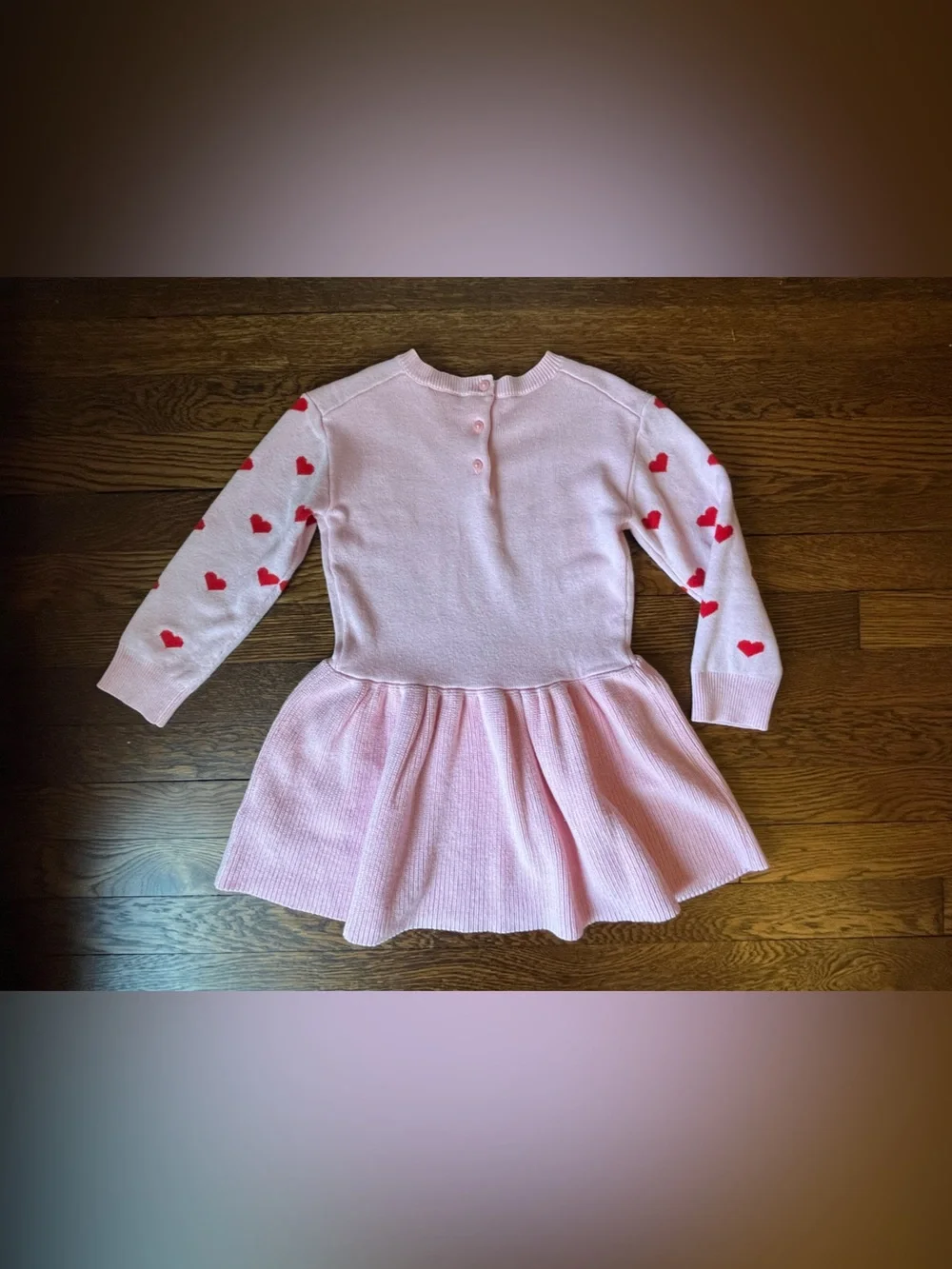 Janie and Jack Pink Knit Heart Dress - Size 4 - Picture 3 of 5